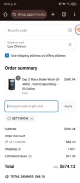 GET10NOW coupon verification screenshot