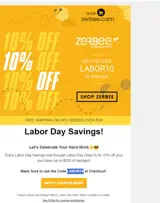 LABOR10 coupon verification screenshot