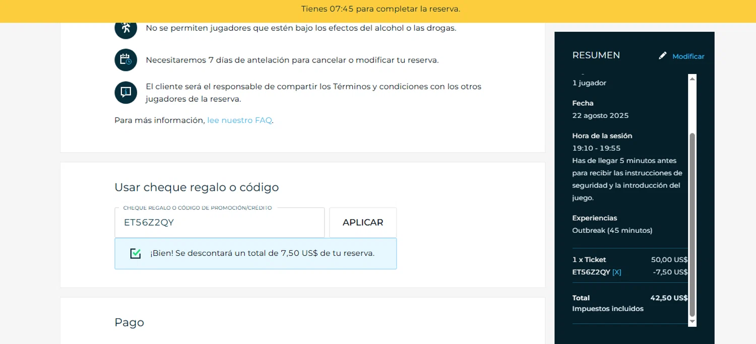 Zero Latency VR promo code screenshot showing code ET56Z2QY applied at Zero Latency VR checkout page. Uploaded by SimplyCodes community member shark12 on Aug 12, 2025