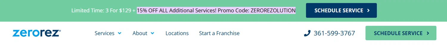 Zerorez promo code screenshot showing code ZEROREZOLUTION applied at Zerorez checkout page. Uploaded by SimplyCodes community member PaulSkenes on May 3, 2026