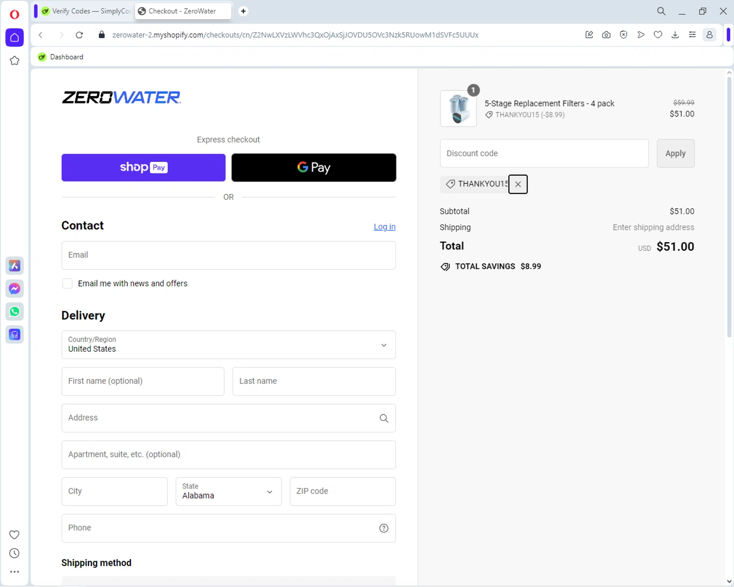 where to use Zero Water promo code box