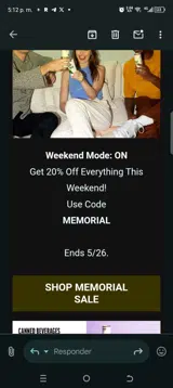 Memorial coupon verification screenshot