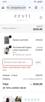 2SAVE20 coupon verification screenshot