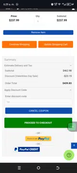 Val coupon verification screenshot