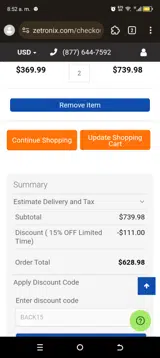 BACK15 coupon verification screenshot