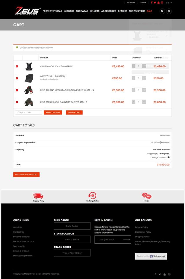 Zeus checkout page showing Zeus promo code box | Screenshot taken by SimplyCodes community member on Jan 29, 2021