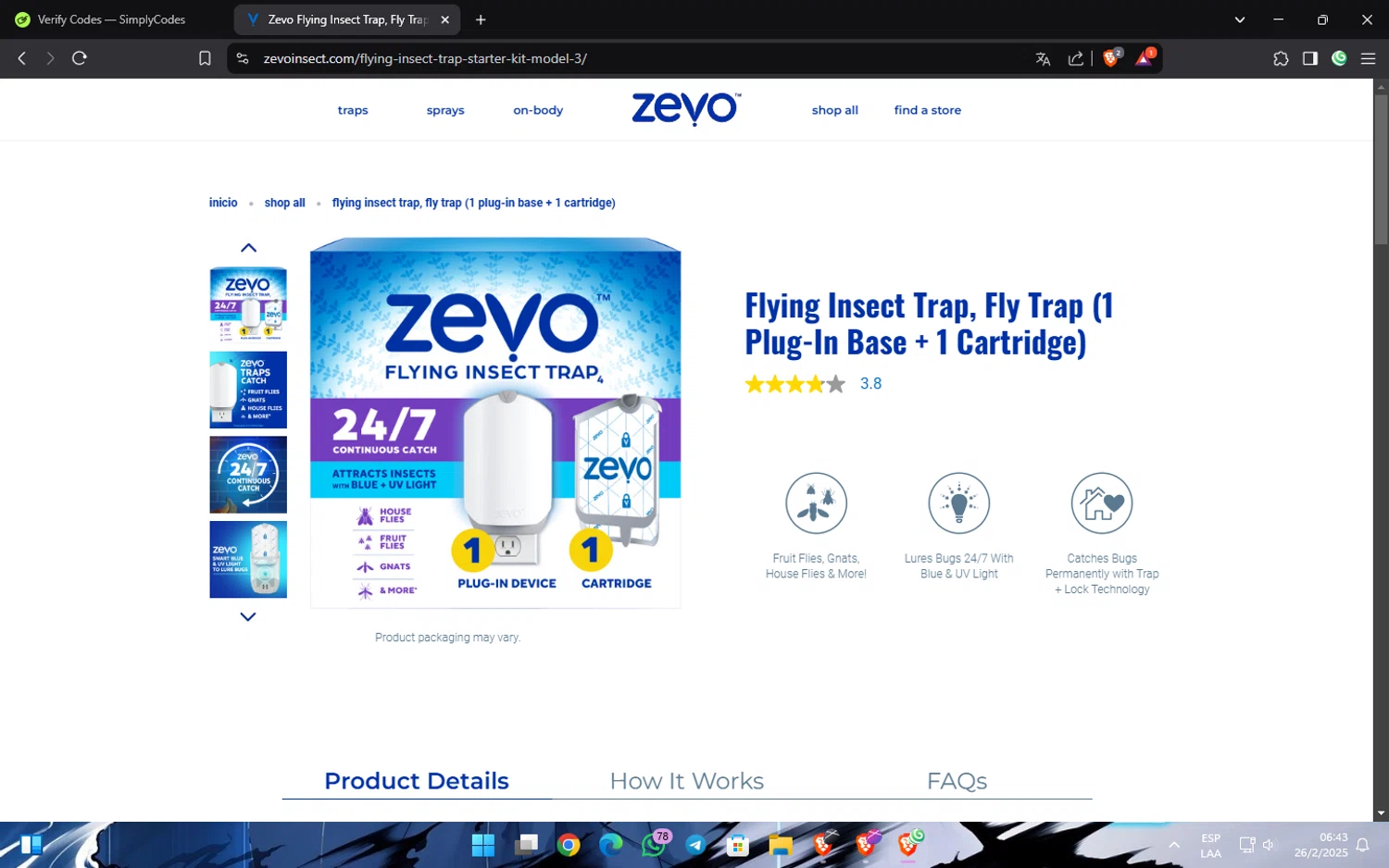 Zevo Insect discount code screenshot showing code flyback10 applied at Zevo Insect checkout page. Uploaded by SimplyCodes community member Widopalacios on Feb 26, 2025