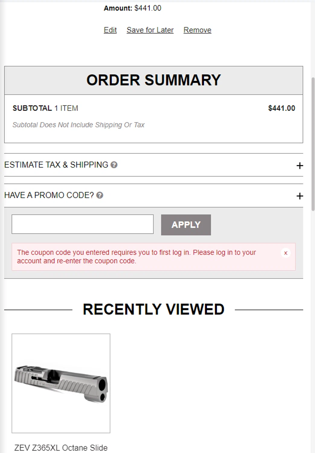 ZEV Technologies checkout page showing ZEV Technologies promo code box | Screenshot taken by SimplyCodes community member on Jul 27, 2024