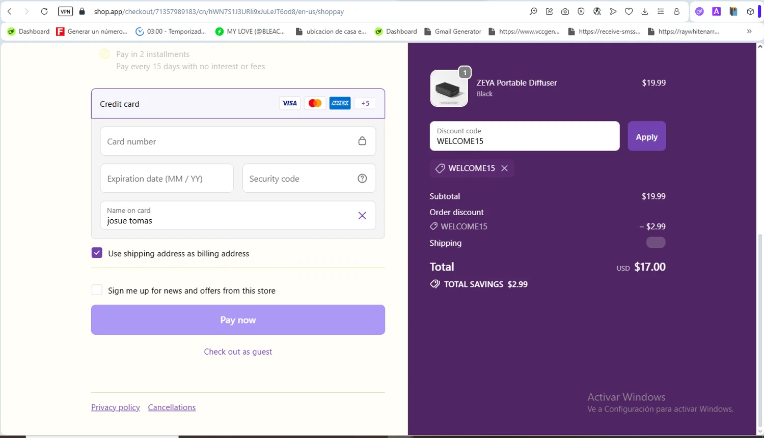 ZEYA checkout page showing ZEYA promo code box | Screenshot taken by SimplyCodes community member on Jan 10, 2026