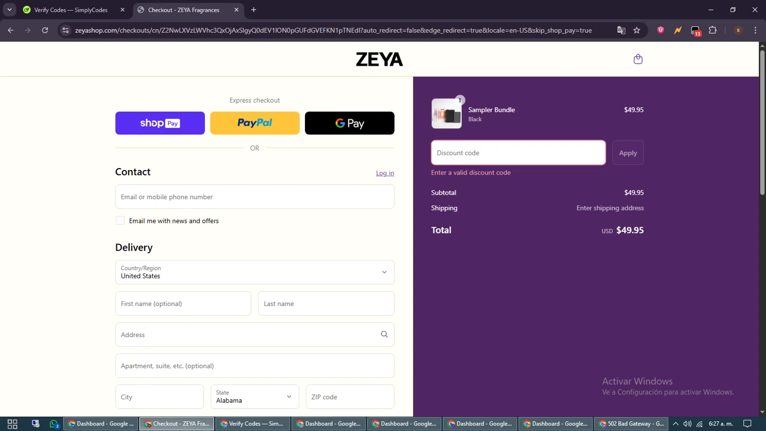 ZEYA promo code screenshot showing code MDAY20 applied at ZEYA checkout page. Uploaded by SimplyCodes community member GoldSentinel1426 on Jun 6, 2025