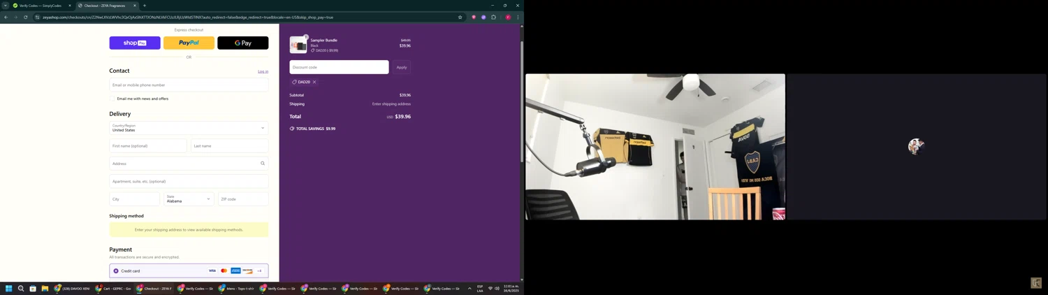 ZEYA promo code screenshot showing code DAD20 applied at ZEYA checkout page. Uploaded by SimplyCodes community member ExtraordinaryVirtuoso281 on Jun 16, 2025