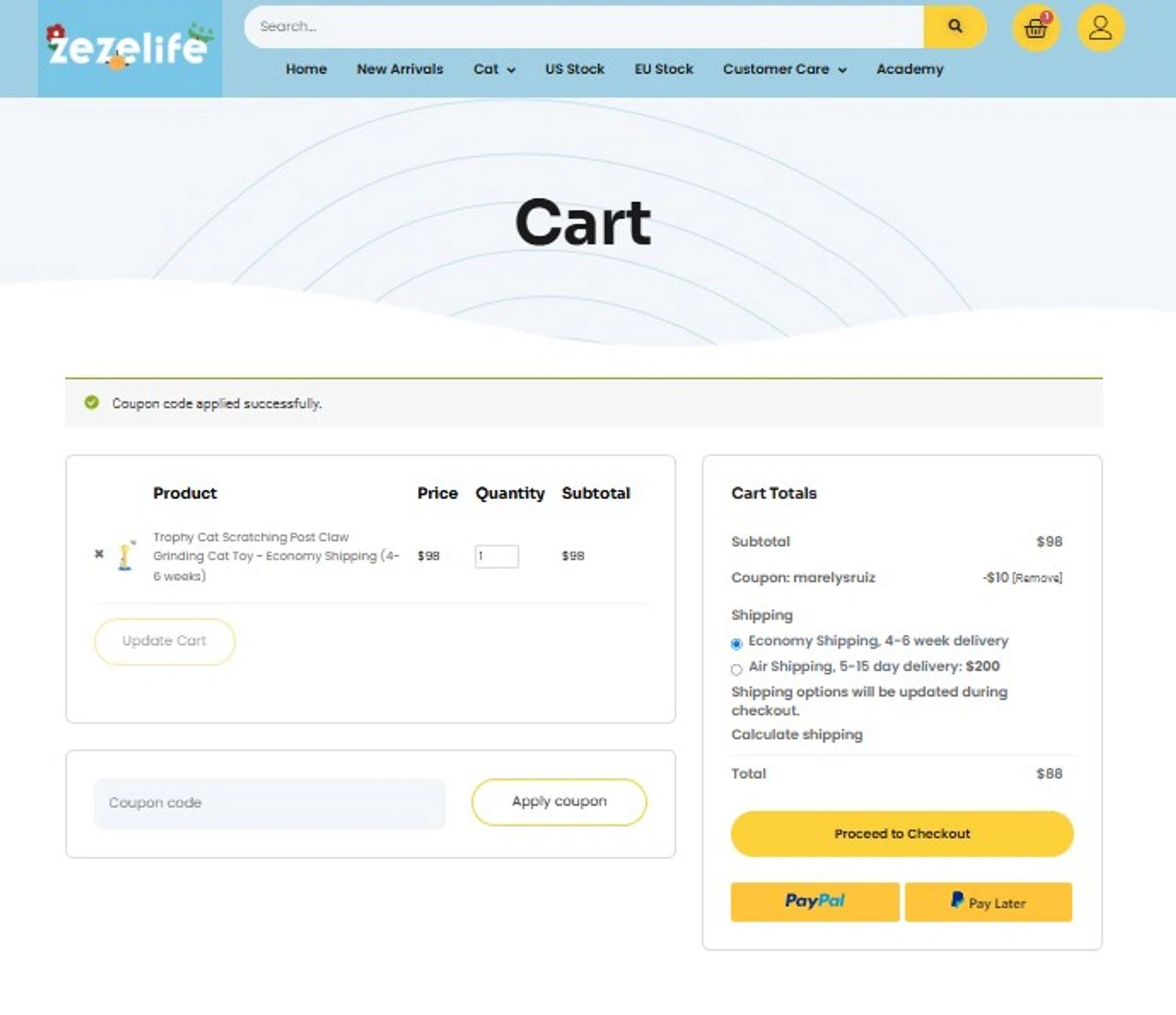 ZezeLife promo code screenshot showing code MARELYSRUIZ applied at ZezeLife checkout page. Uploaded by SimplyCodes community member mandrakke on Jun 5, 2026