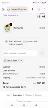 GREATNESS15 coupon verification screenshot