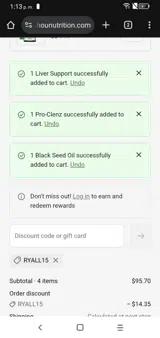 RYALL15 coupon verification screenshot