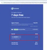 ZIGGMA15 coupon verification screenshot