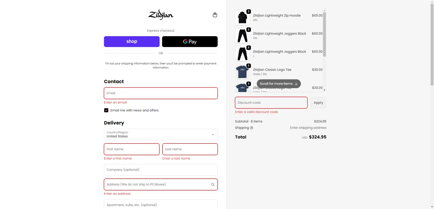 Zildjian discount code screenshot showing code BOXSET applied at Zildjian checkout page. Uploaded by SimplyCodes community member TreasureKnight4134 on Jan 5, 2026