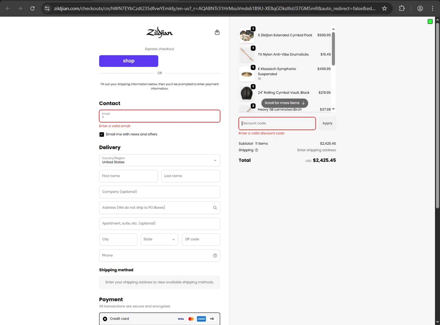 Zildjian discount code screenshot showing code BOXSET applied at Zildjian checkout page. Uploaded by SimplyCodes community member kaiser2 on Jan 4, 2026