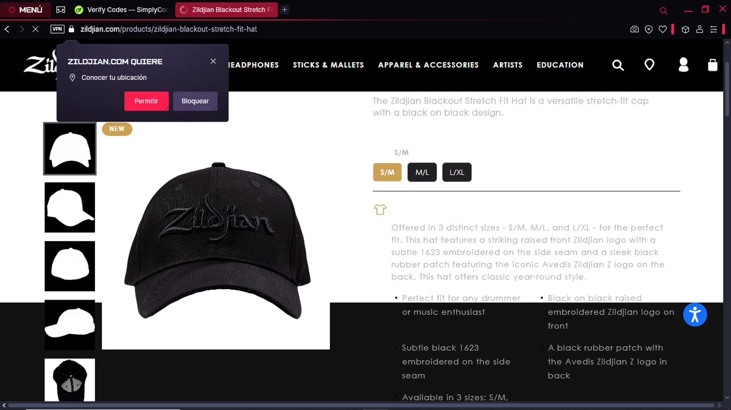 Zildjian discount code screenshot showing code MELODICS-ZILDJIAN applied at Zildjian checkout page. Uploaded by SimplyCodes community member GoldPro6514 on Mar 15, 2025