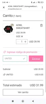 UNITED coupon verification screenshot
