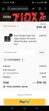 COUPONBIRDS coupon verification screenshot