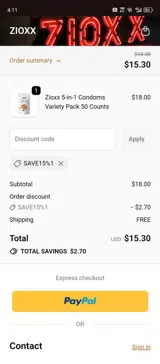 SAVE15%1 coupon verification screenshot