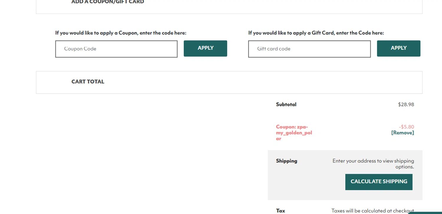 Zippy Paws promo code screenshot showing code ZPA-MY_GOLDEN_POLAR applied at Zippy Paws checkout page. Uploaded by SimplyCodes community member shark12 on Oct 22, 2025