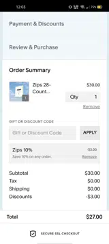 ZIPS10 coupon verification screenshot