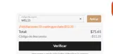 WEL15 coupon verification screenshot
