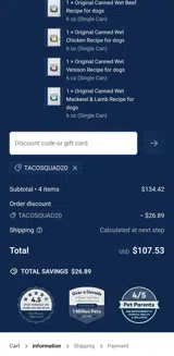 Tacosquad20 coupon verification screenshot