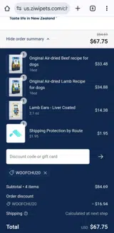 Woofchu20 coupon verification screenshot