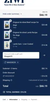 Maggie20 coupon verification screenshot