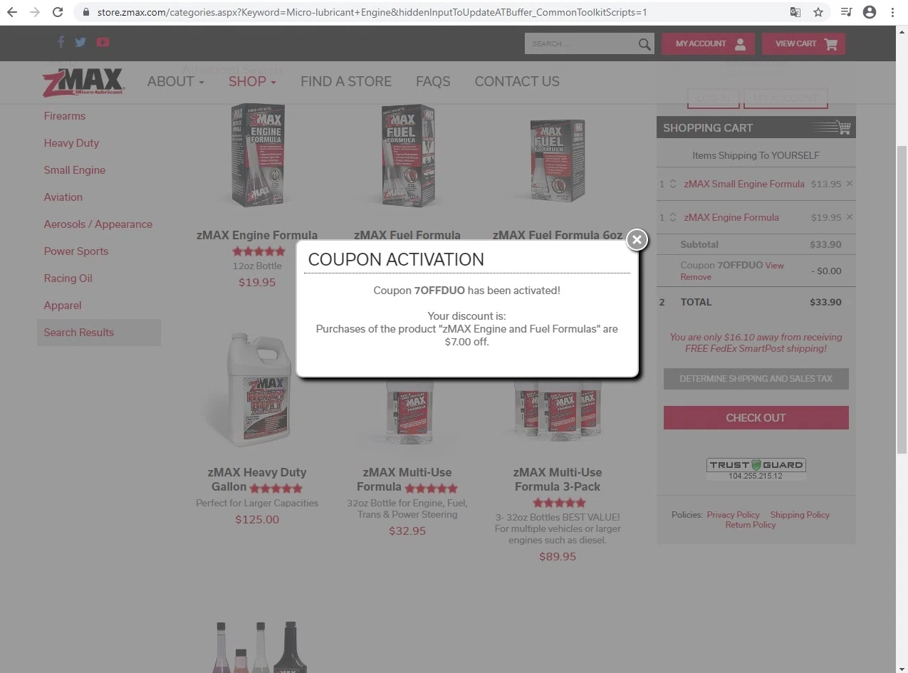 where to use zMAX promo code box