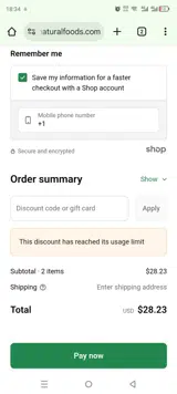 WELCOME20 coupon verification screenshot