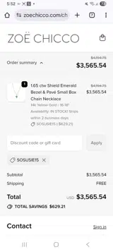 Sosusie15 coupon verification screenshot