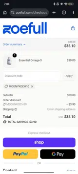 Zoefull coupon verification screenshot
