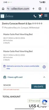 Zoetry Wellness & Spa Resorts coupon verification screenshot