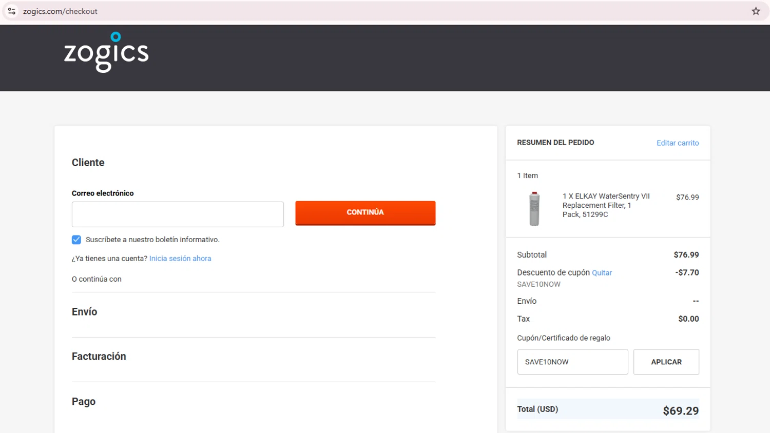 Zogics promo code screenshot showing code SAVE10NOW applied at Zogics checkout page. Uploaded by SimplyCodes community member Teamgorila on Aug 1, 2025