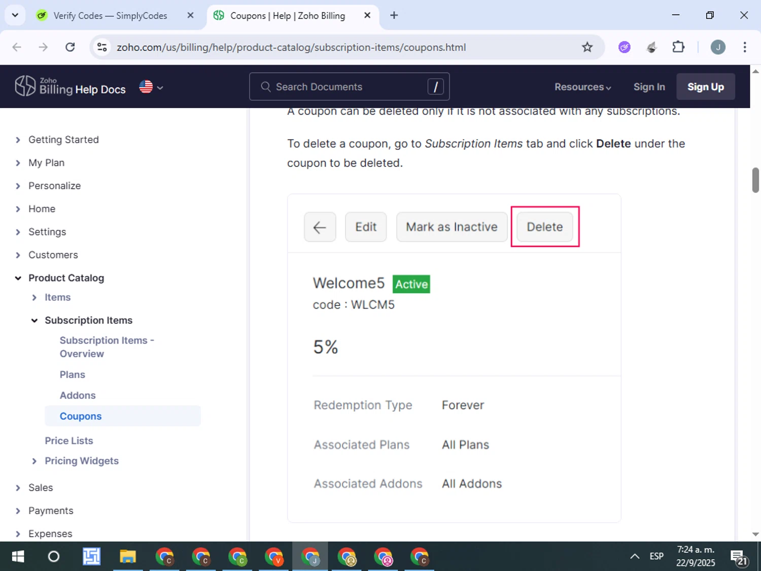 Zoho checkout page showing Zoho promo code box | Screenshot taken by SimplyCodes community member on Sep 22, 2025
