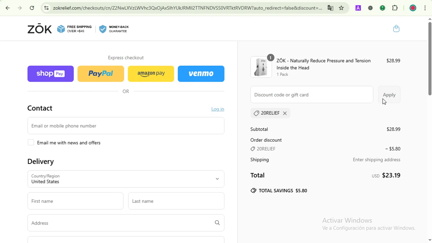 Zōk Relief promo code screenshot showing code 20RELIEF applied at Zōk Relief checkout page. Uploaded by SimplyCodes community member LOVECOUPON on Jun 17, 2025