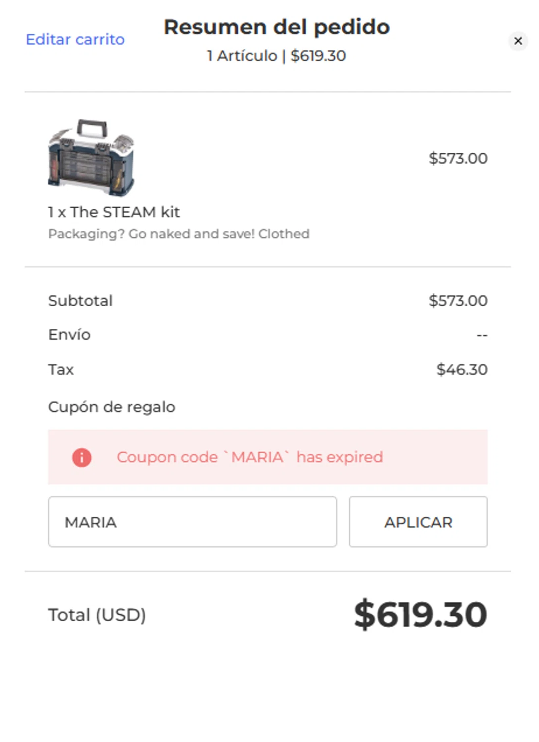 Zometool promo code screenshot showing code MARIA applied at Zometool checkout page. Uploaded by SimplyCodes community member CouponBoss1854 on Mar 10, 2025