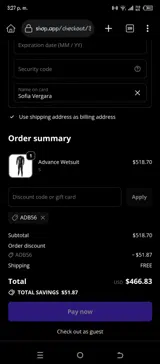 ADB56 coupon verification screenshot