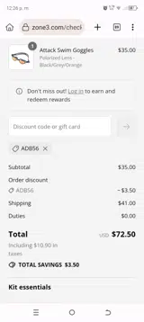 ADB56 coupon verification screenshot