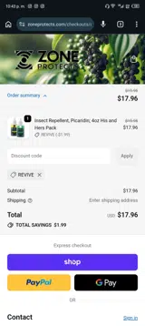 REVIVE coupon verification screenshot