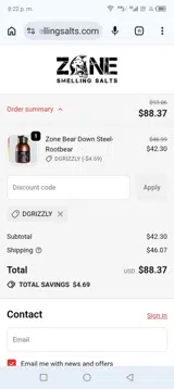 Zone Smelling Salts coupon verification screenshot