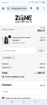 Zone Smelling Salts coupon verification screenshot