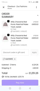 Zoo Fashions coupon verification screenshot