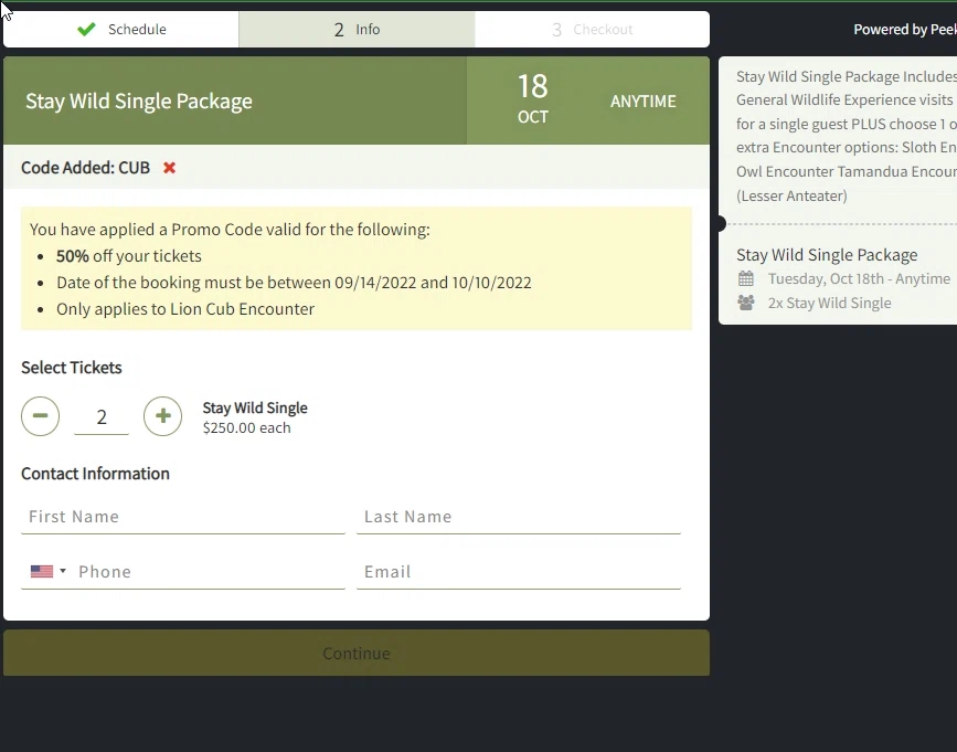 where to use Zoological Wildlife Foundation promo code box