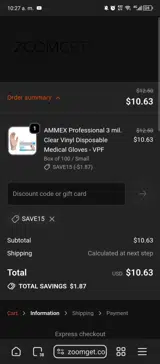 save15 coupon verification screenshot