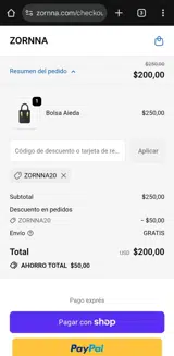 Zornna20 coupon verification screenshot