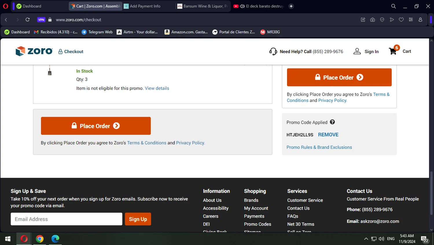 where to use Zoro promo code box
